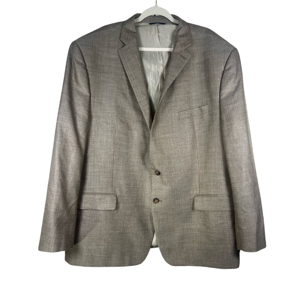 Ralph Lauren Dillard's Wool Silk Linen Blazer Sport‎ Coat Tan Gray Mens 54R EUC